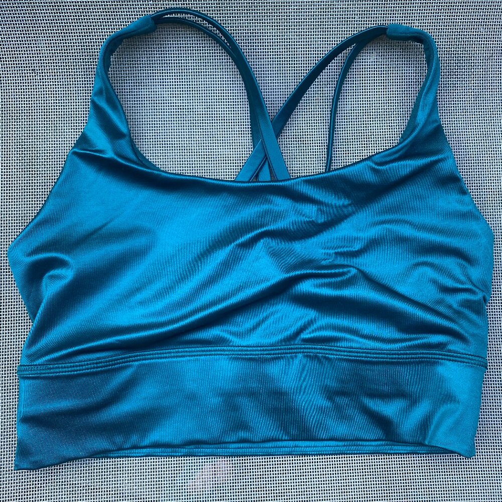 COPY - Lululemon Energy Bra Longline Foil Storm Teal - Size 6
